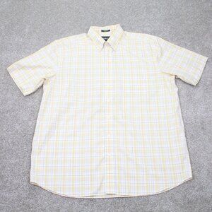 Eddie Bauer Shirt Men XLT Yellow Wrinkle Resistant Relaxed Fit Cotton S/S Button